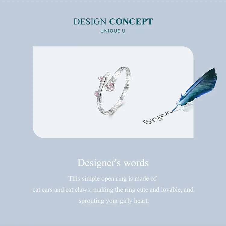 'Ears and Paw' Sterling Silver Ring | ALLORA JADE