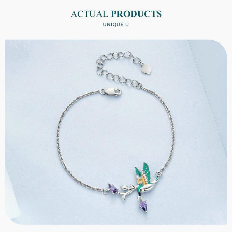 'Kingfisher' Charm Bracelet CZ and Sterling Silver - Allora Jade