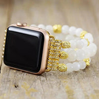 Moonstone Gold Beads Stretchy Apple Watch Band - Apple Watch Bands - Allora Jade