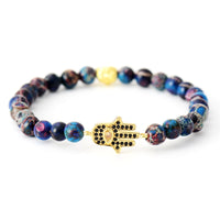 'Beads' Hamsa and  Crystal Stretchy Bracelets Set - Allora Jade