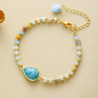 'Aluka' Crystal Charm and Beads Bracelet - Amazonite - Allora Jade