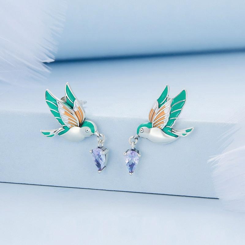'Kingfisher' Sterling Silver and CZ Earrings | Allora Jade