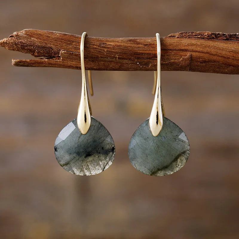 Ritzy Labradorite Gold Drop Earrings | Women Earrings | ALLORA JADE