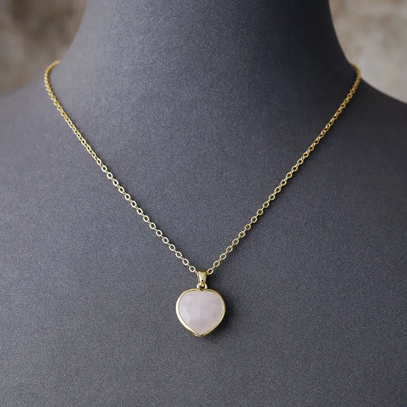 'Rose Quartz' Heart Pendant Necklace | ALLORA JADE