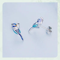 'Blue Bird' Sterling Silver and CZ Stud Earrings - Sterling Silver Earrings - Allora Jade