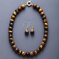 'Grace' Necklace Earrings Set - Tiger's Eye | ALLORA JADE