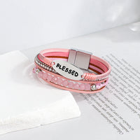 'Blessed' Charm Cuff Bracelet - pink - Women's Bracelet - ALLORA JADE