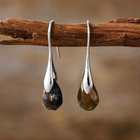 'Baygur' Agate Silver Drop Earrings - ALLORA JADE