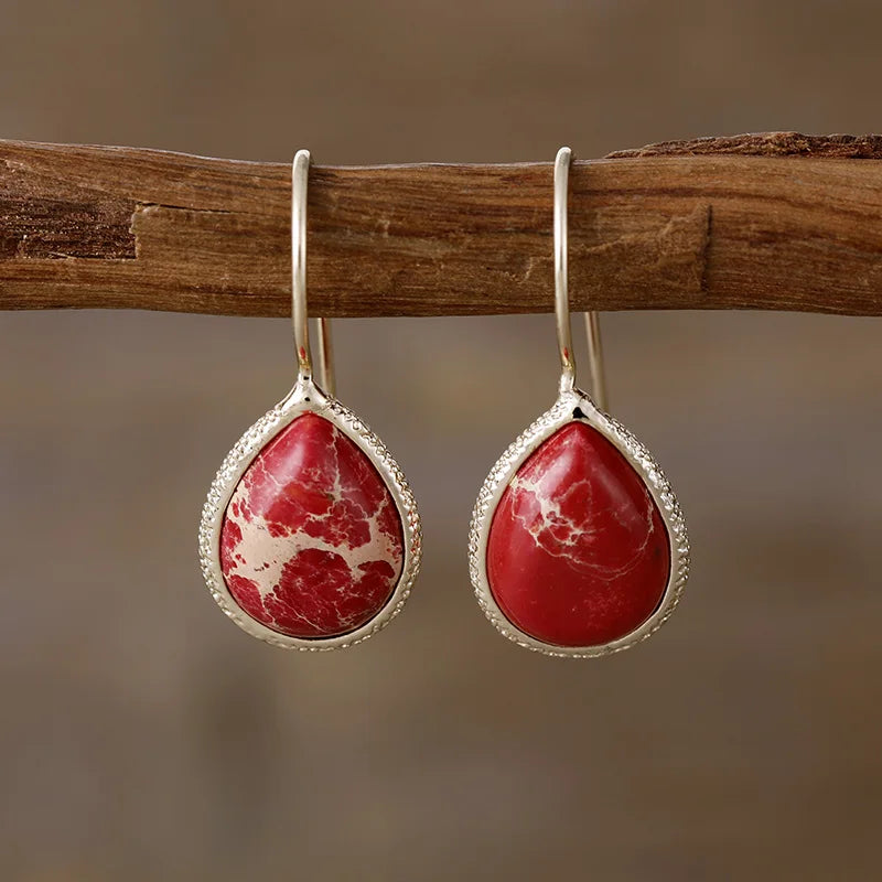 'Yuriyawi' Red Jasper Earrings - Women's Drop Earrings - ALLORA JADE