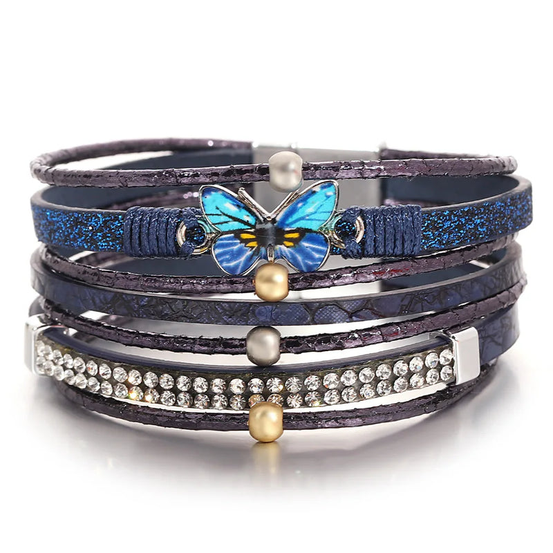 'Butterfly' Charm Cuff Bracelet - blue | charm bracelet | Allora Jade