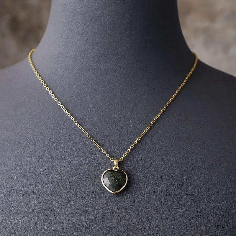 'Labradorite' Heart Pendant Necklace | ALLORA JADE