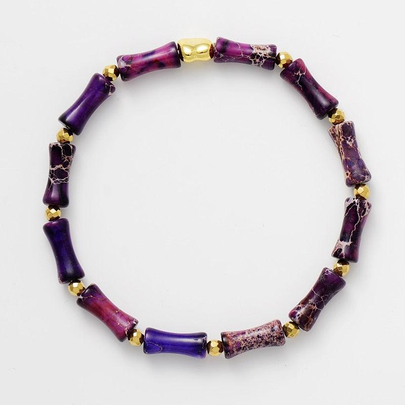 'Beads' Purple Jasper Crystal Stretchy Bracelets Set - Allora Jade