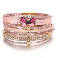 'Butterfly' Charm Cuff Bracelet - pink -  Allora Jade