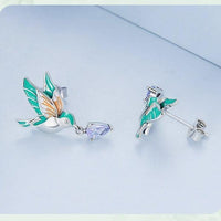 'Kingfisher' Sterling Silver and CZ Stud Earrings - Sterling Silver Earrings - Allora Jade