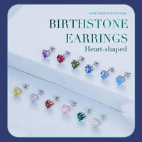 'Birthstone Hearts' CZ and Sterling Silver Stud Earrings - Allora Jade