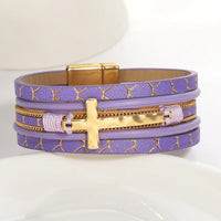 'Cross' Charm Cuff Bracelet - purple - women's bracelet | ALLORA JADE