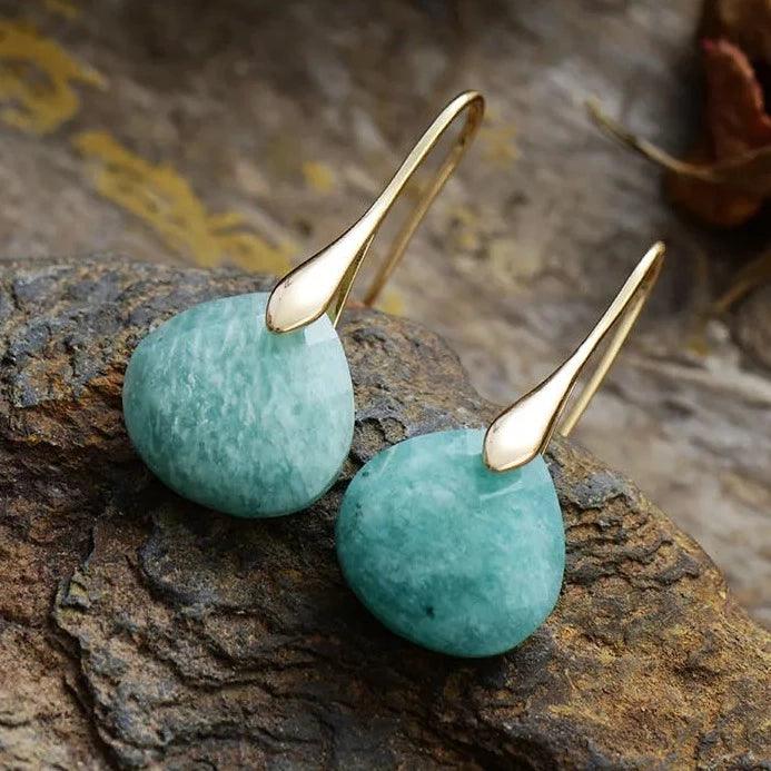 'Ritzy' Amazonite Stone Drop Earrings - Womens Earrings Crystal Earrings - Allora Jade