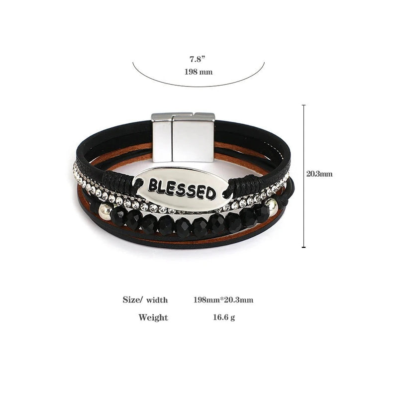 'Blessed' Charm Cuff Bracelet - size guide - ALLORA JADE