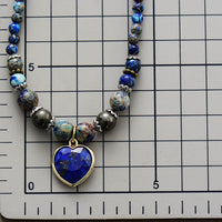 'Nyiwarri' Jasper & Lapis Lazuli Heart Pendant Necklace - Womens Necklaces Crystal Necklace - Allora Jade