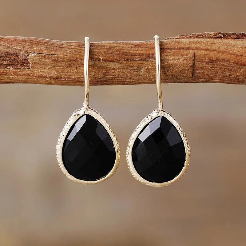 'Yuriyawi' Black Onyx Earrings - Women's Drop Earrings - ALLORA JADE