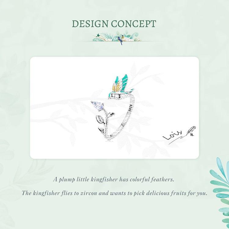 'Kingfisher' Sterling Silver and CZ Ring - Sterling Silver Rings - Allora Jade