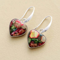 'Giiny' Rainbow Jasper Hearts Drop Earrings - Womens Earrings Crystal Earrings - Allora Jade