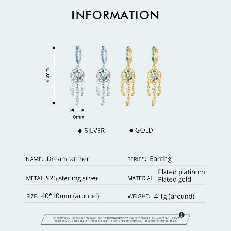 'Dreamcatcher' CZ & Sterling Silver Dangle Earrings - Sterling Silver Earrings - Allora Jade