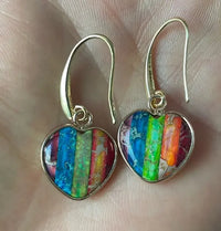 'Giiny' Chakra Jasper Hearts Drop Earrings - Womens Earrings Crystal Earrings - Allora Jade