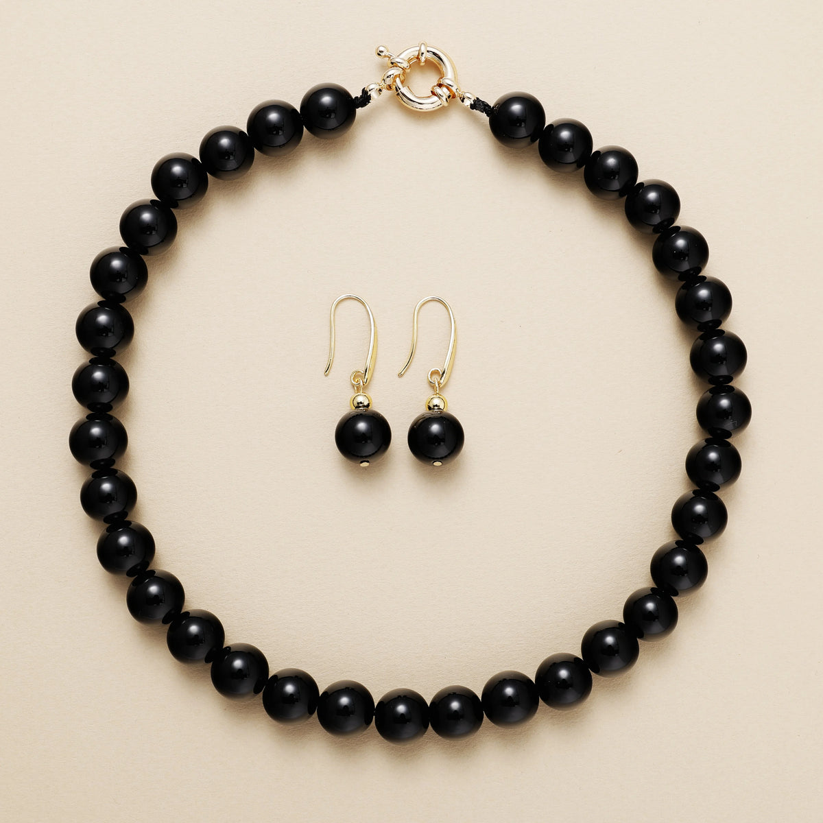 'Grace' Necklace Earrings Set - Black Onyx | ALLORA JADE