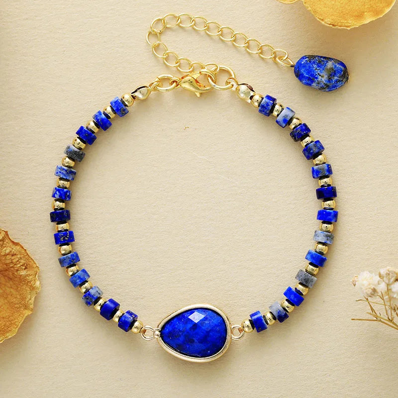 'Aluka' Lapis Charm and Beads Bracelet - Allora Jade