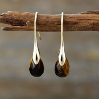 'Baygur' Tiger Eye Drop Earrings - ALLORA JADE