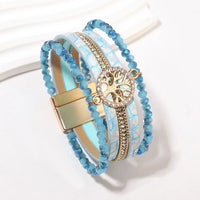 'Tree of Life' Beads Cuff Bracelet - light blue - Allora Jade