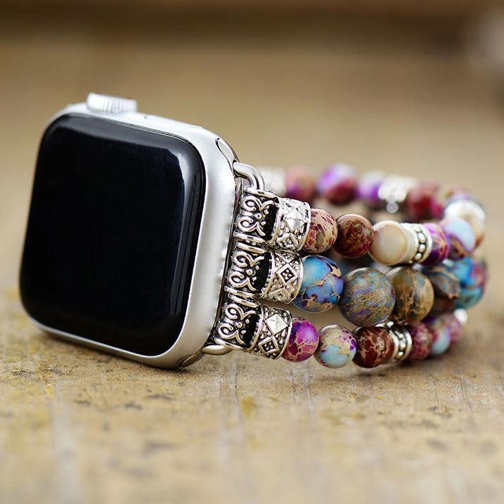 Purple Mix Jasper Stretchy Apple Watch Band - Apple Watch Bands - Allora Jade