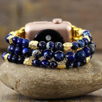 Jasper Gold Beads Stretchy Apple Watch Band - Allora Jade