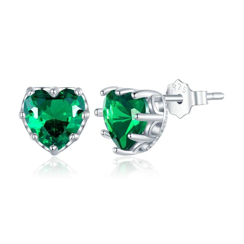 'Birthstone Hearts' CZ and Sterling Silver Stud Earrings - Sterling Silver Earrings - Allora Jade