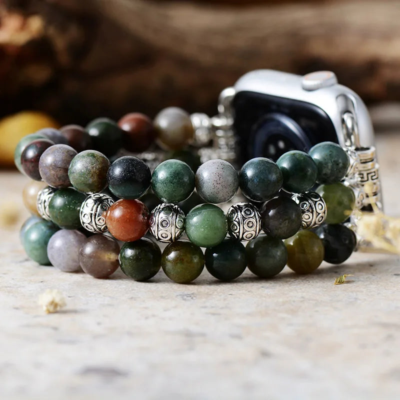 Indian Agate Stretchy Apple Watch Band - Allora Jade