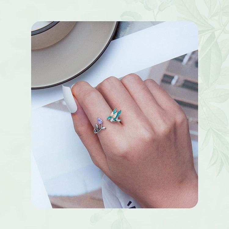 'Kingfisher' Sterling Silver and CZ Ring - Sterling Silver Rings - Allora Jade
