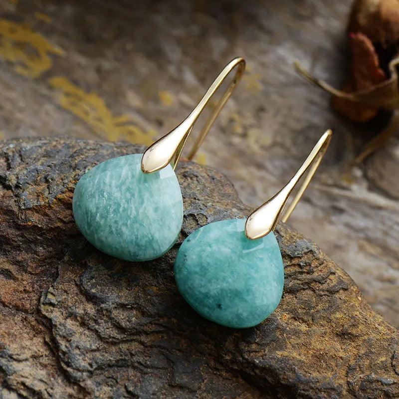 'Ritzy' Amazonite Stone Drop Earrings - Allora Jade