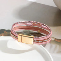 'Infinity' Charm & Rhinestones Cuff Bracelet - pink - Womens Bracelets - Allora Jade