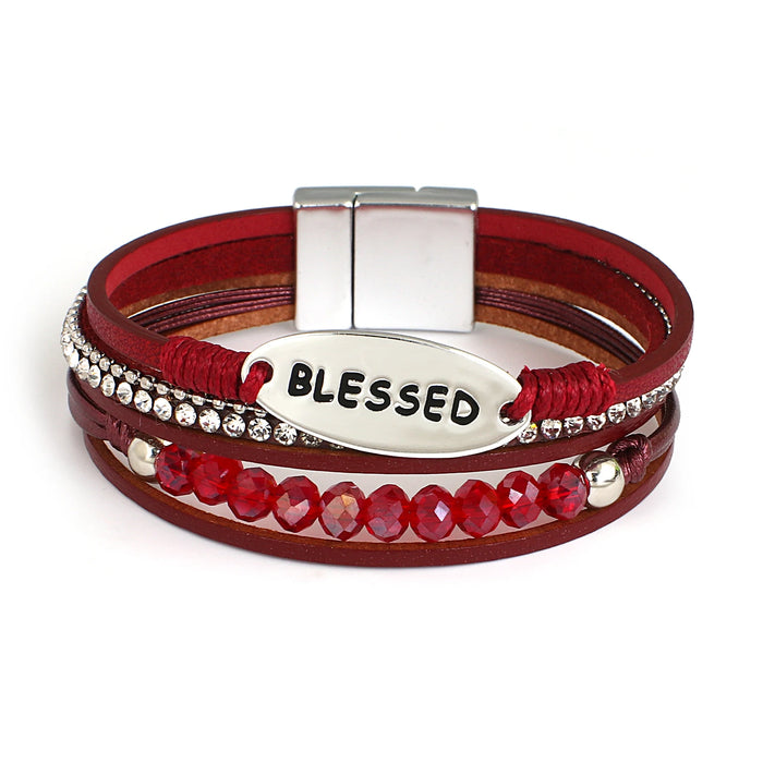 'Blessed' Charm Cuff Bracelet - red - Women's Bracelet - ALLORA JADE