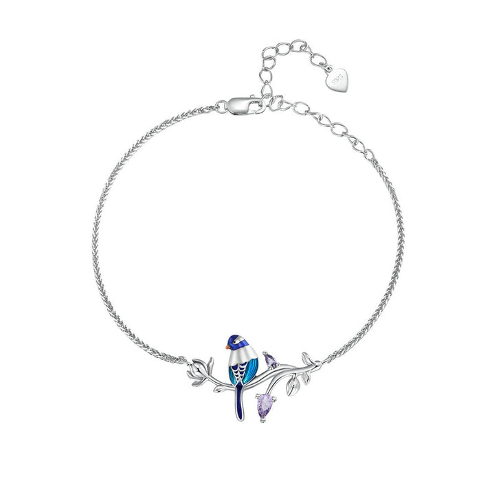 'Blue Bird' Charm Bracelet CZ and Sterling Silver - Allora Jade