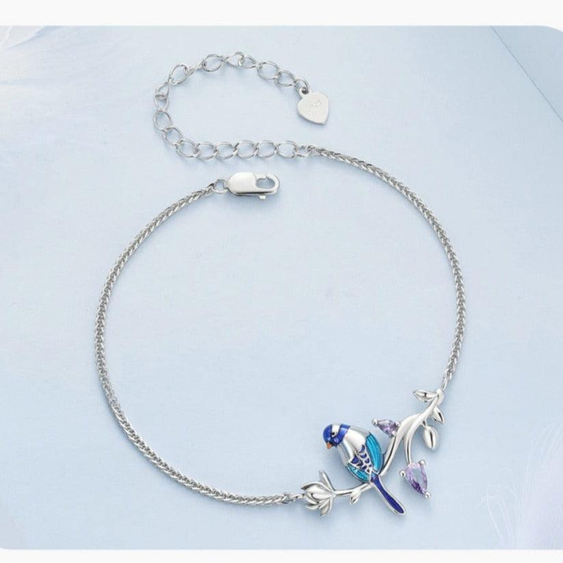 'Blue Bird' Charm Bracelet CZ and Sterling Silver - Allora Jade
