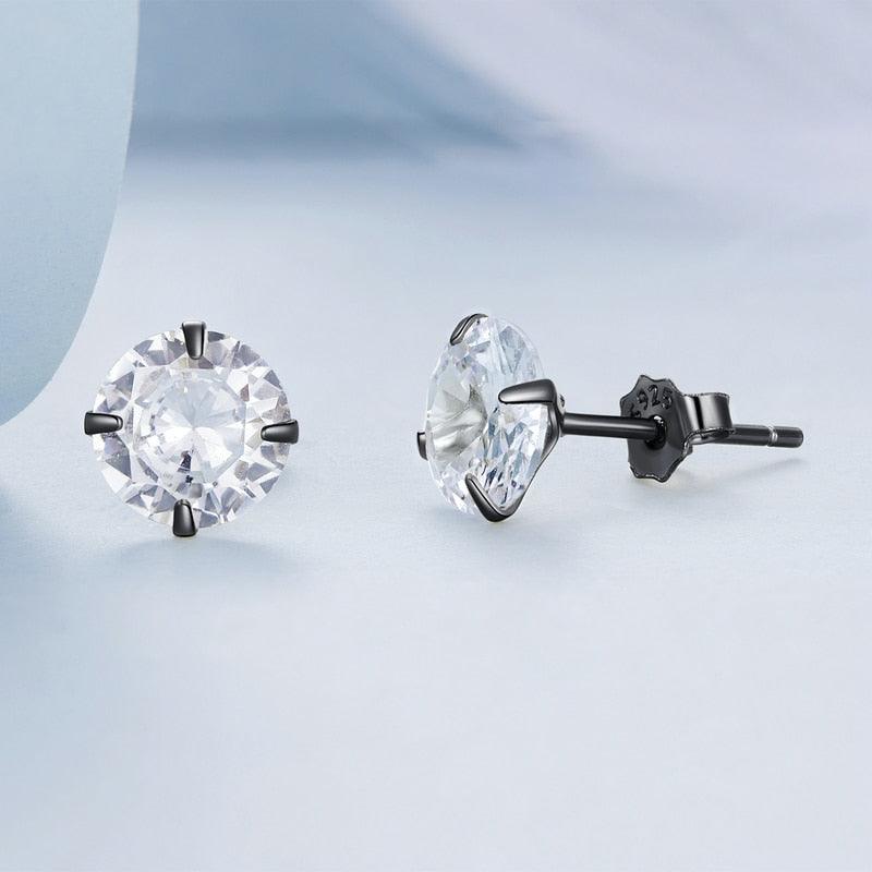 'Round CZ' Cubic Zirconia & Sterling Silver Stud Earrings - Sterling Silver Earrings - Allora Jade