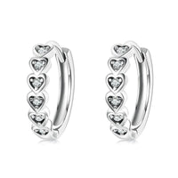 'Hearts' CZ and Sterling Silver Hoop Earrings - Allora Jade