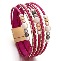 'Girinya' Pearl Beads Cuff Bracelet - berry - women's bracelet | Allora Jade