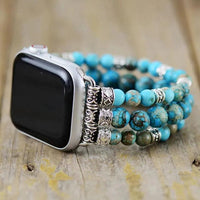 Sky Blue Jasper Stretchy Apple Watch Band - Apple Watch Bands - Allora Jade