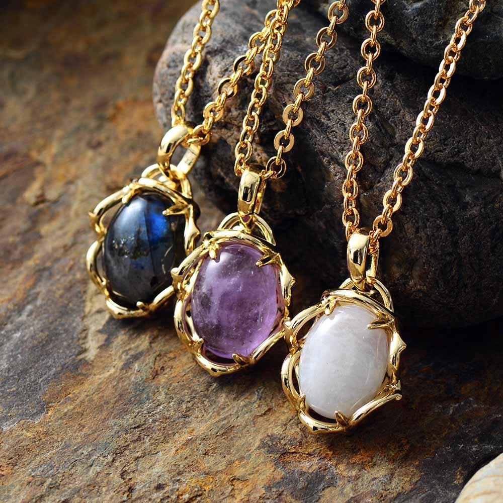 'Magarra' Moonstone Pendant Necklace - Womens Necklaces Crystal Necklace - Allora Jade
