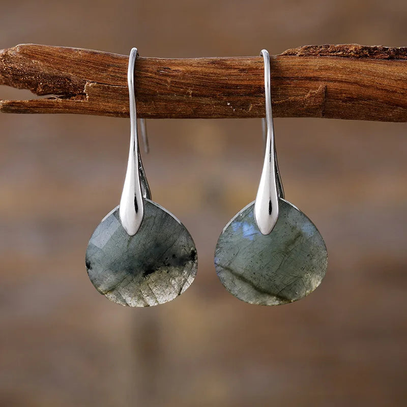 Ritzy Labradorite Silver Drop Earrings | Women Earrings | ALLORA JADE