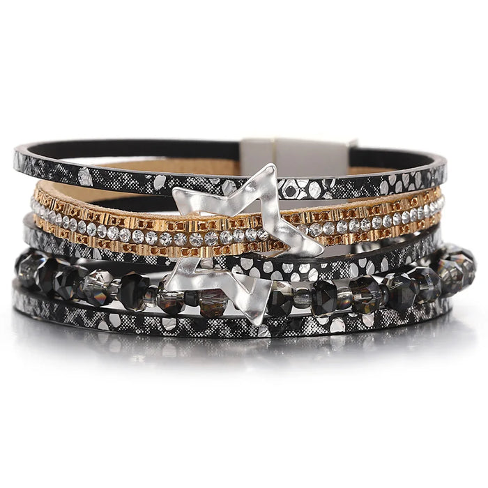 'Jiemba' Star Charm Cuff Bracelet - black - women's bracelet | ALLORA JADE