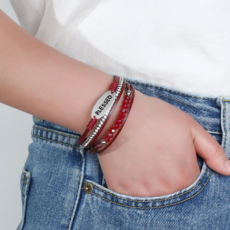 'Blessed' Charm Cuff Bracelet - red - Women's Bracelet - ALLORA JADE